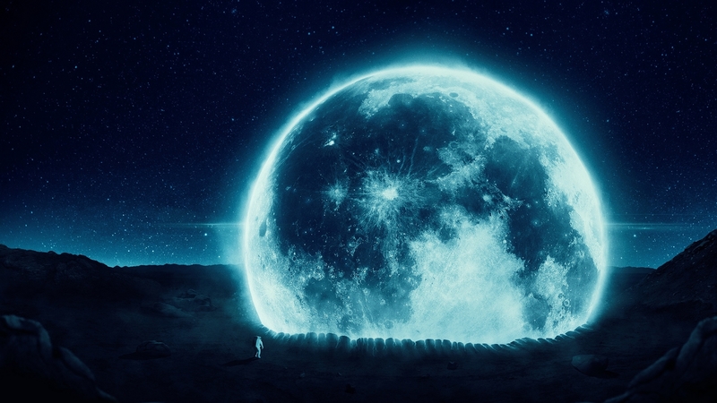 fantasy, moon, luna, planet, luminos, desktopography, blue