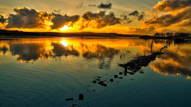 sun, sunset, clouds, lightness, calm, poem, beauty, waterscape, reflection, rivers, sunrises, lovely, paysage, brightness, golden, west, sky, trees, golden sunset, water, cool, serenity, awesome, fullscreen, landscape, hd, shot, beautiful, sunsets, scenery, light, tranquility, amazing, horizon, lakes, view, piers, colors, creek, lake, pond, serene, peaceful, nature, scene