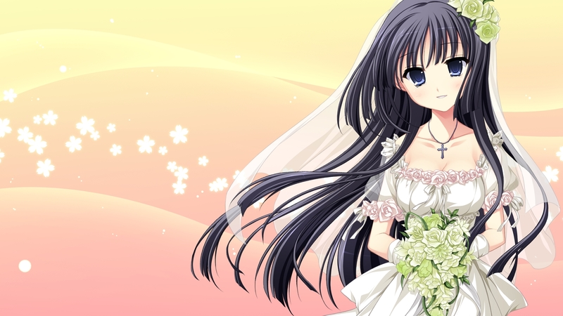 cute, flowers, wedding, veil