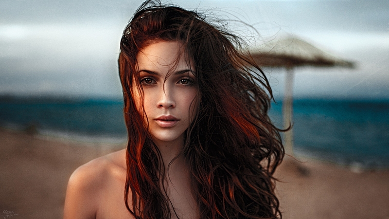 beach, babe, red head, sand, model, ocean, lady, woman