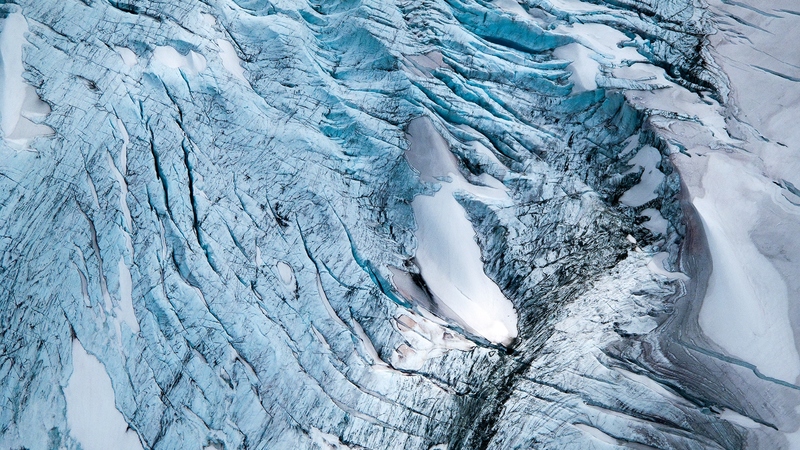 ice, glacier, aerial, view