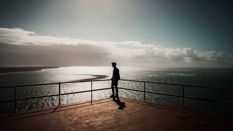 silhouette, loneliness, sea, sunset, setubal, portugal, 4k