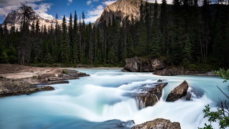 rocks, mountains, river, park, forests, canada