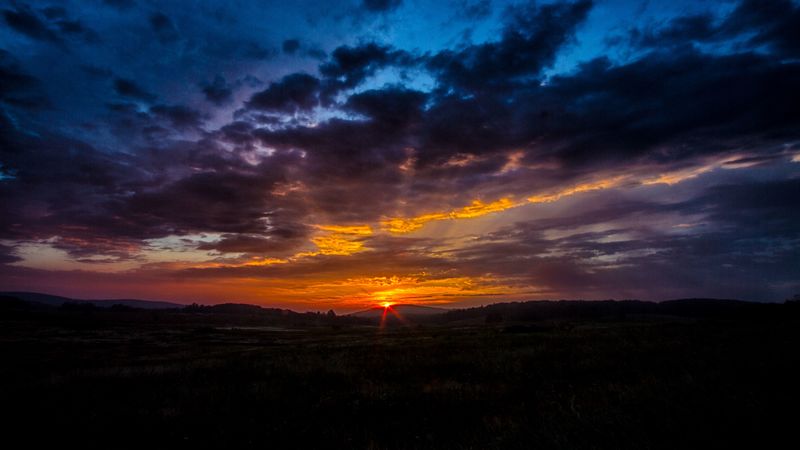 sunrise, dawn, clouds, horizon, sky, 4k