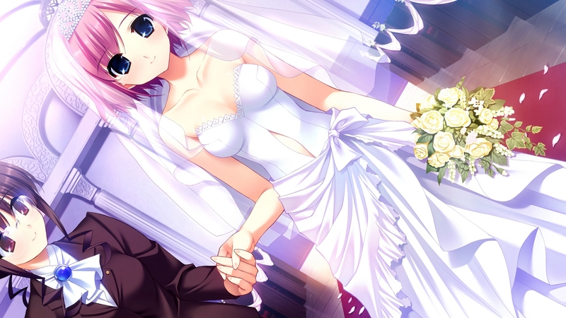 cute, anime, bride, anime girl, white