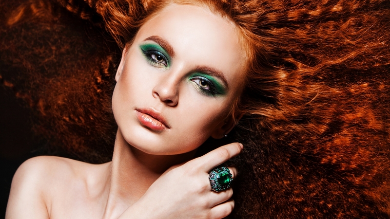 girl, model, redhead, hand, jewel, face, ring, woman