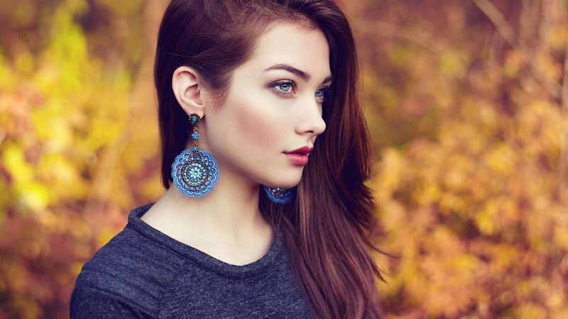 autumn, model, oleg gekman, yellow, woman, girl, beauty, jewel, blue