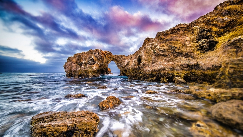 rocks, shore, rocky, nature, waves, clouds, sea