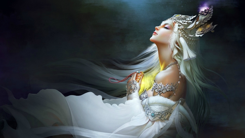 frumusete, fantasy, luminos, girl, magical, beauty, white, woman