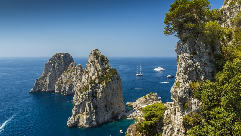 rocks, island, capti, italy, sea