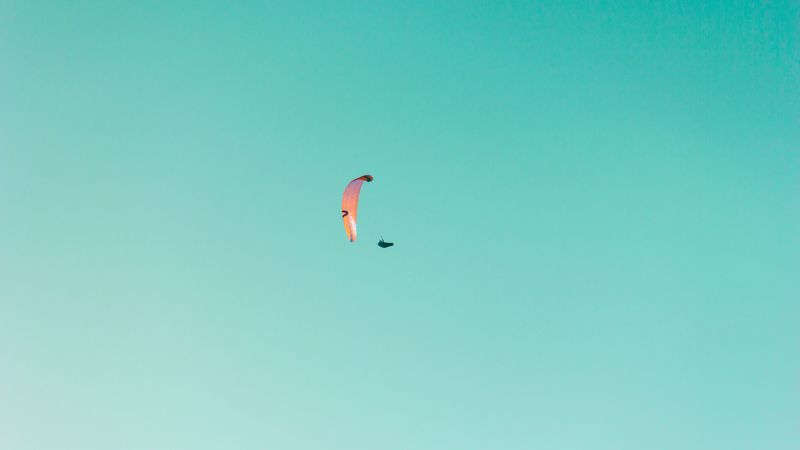 paraglider, paragliding, flight, sky, minimalism, 4k