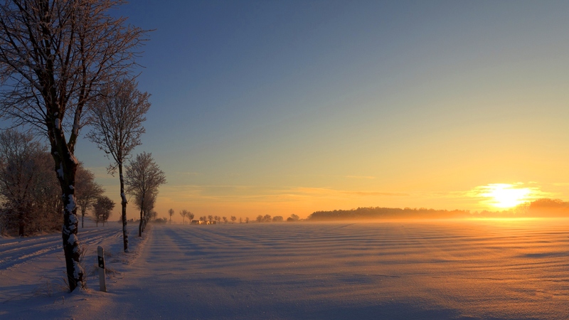 sun, serenity, snow, peaceful, fields, sky