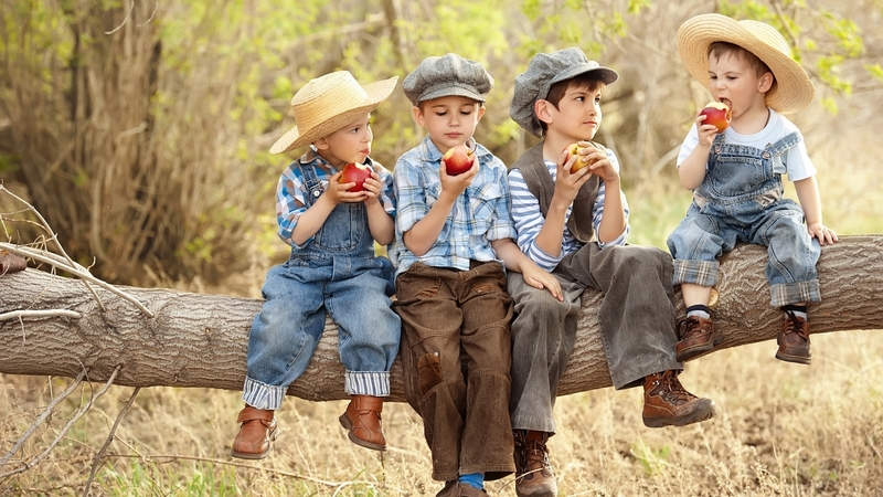 apple, fruit, food, children, yellow, copil, child, blue