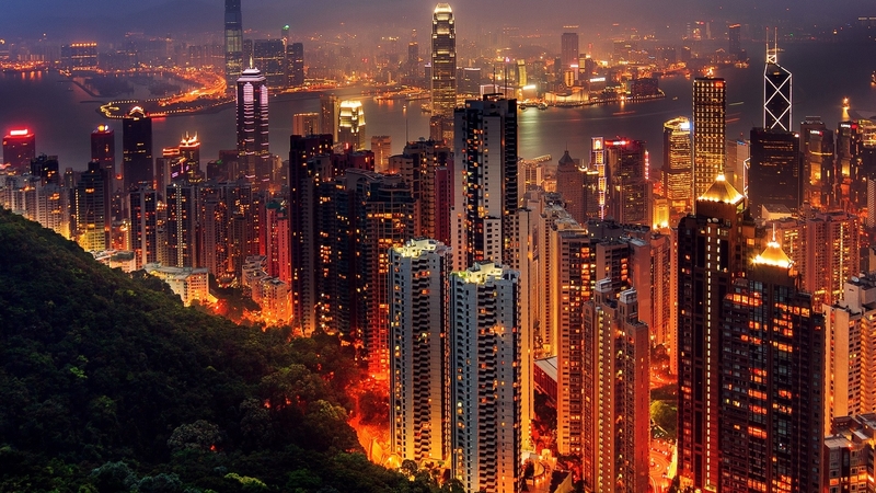 pearl of the orient, night, victoria harbour, peak