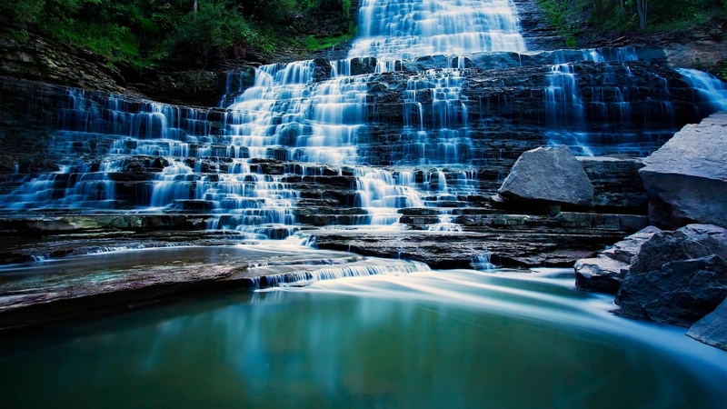 cool, waterfall, nature, river, fun