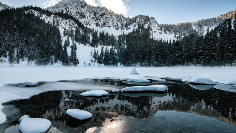 mountain, cool, nature, fun, lake, winter