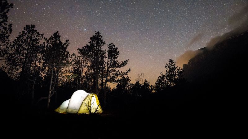 tent, starry sky, camping, travel, night, 4k