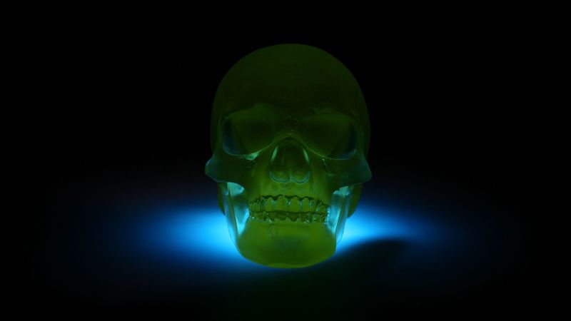 skull, 3d model, neon, shadow, 4k