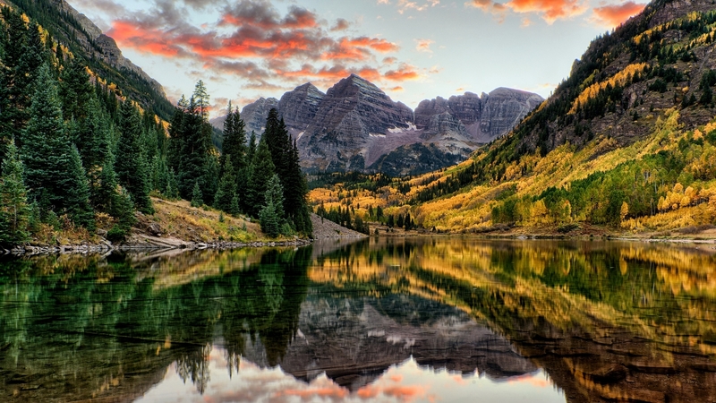 forest, maroon bells, usa, lake