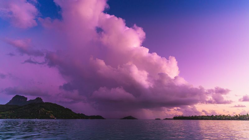 ocean, rocks, island, bora bora, french polynesia, 4k