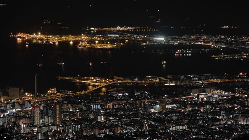 night city, city lights, top view, kansai, japan, 4k