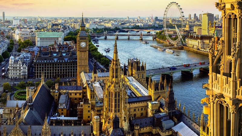 thames, london eye, bridge, buildings, big ben, river
