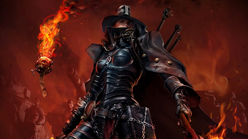 babe, costume, worrior, hell, hat, armor, fire, hexer, lady, hunter