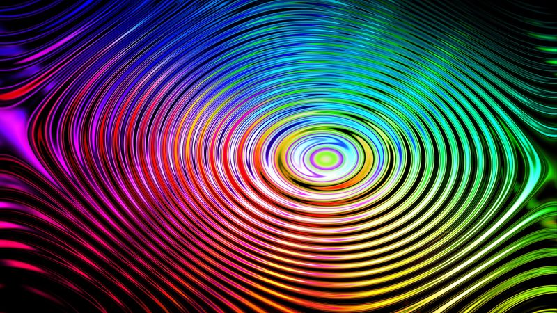 circles, colorful, wavy, 4k
