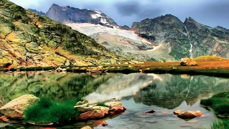 mountain, water, clear, nature, lake