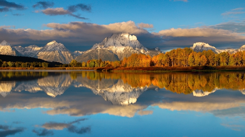 mountains, nature, park, reflection, clouds, lake, landscape