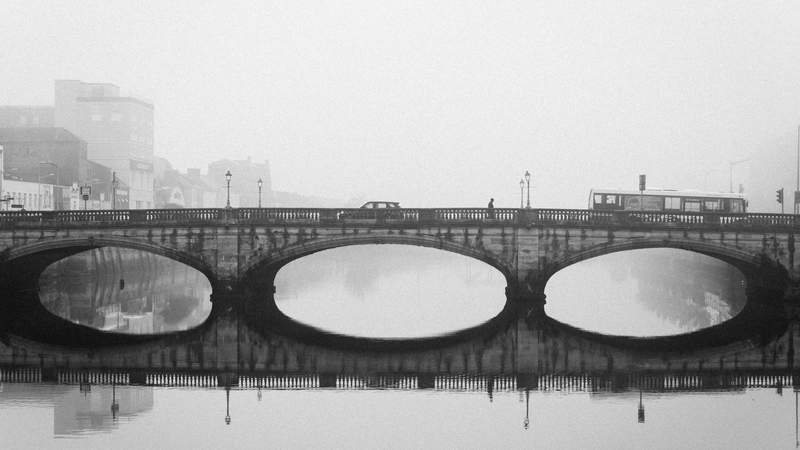 black, river, water, bridge
