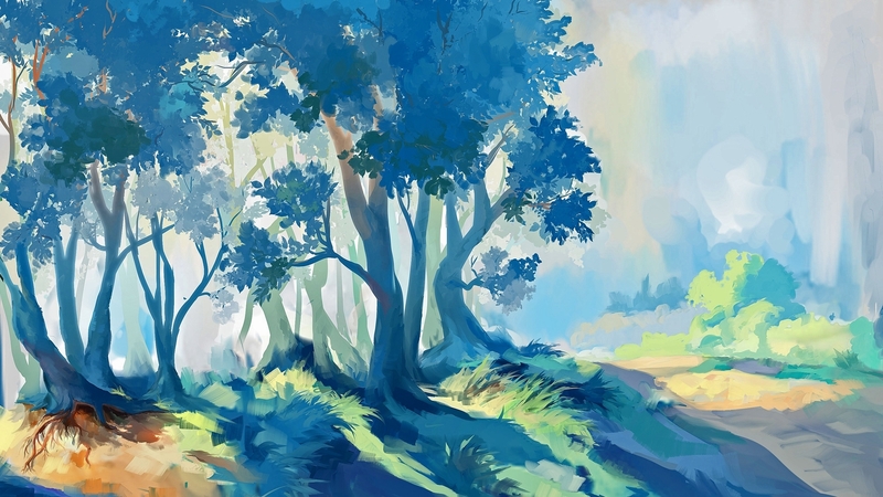 forest, tree, fantasy, summer, shadows, landscape