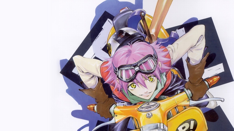 haruko, fooly cooly, anime, vespa