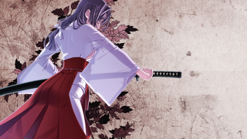 hiiragi ryou, tsuitachi sakuya, ribbons, tagme, sword