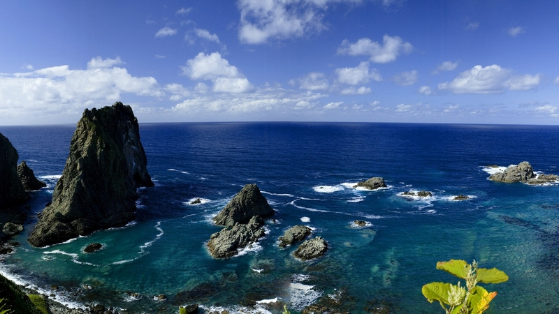 rocks, japan, sky, ocean