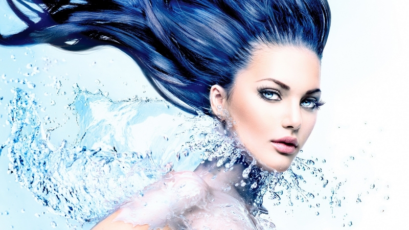 model, woman, anna subbotina, splash, water, girl, summer, white, blue
