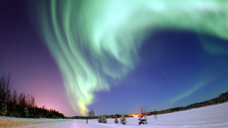 northern lights, green, shine, above, sky