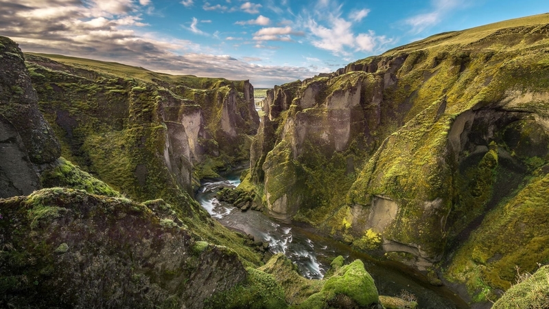 mountain, range, cloud, nature, river, sky, landscape