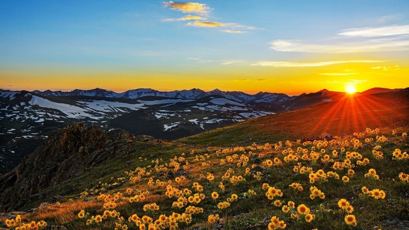 stones, peaks, spring, sunset, nature, meadow, landscape
