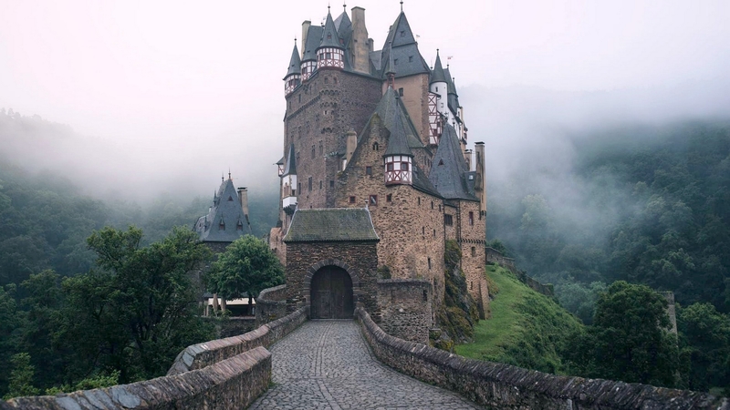 foggy, germany, medieval, bridge, castle