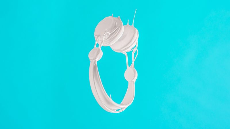 headphones, paint, audio, minimalism, 4k