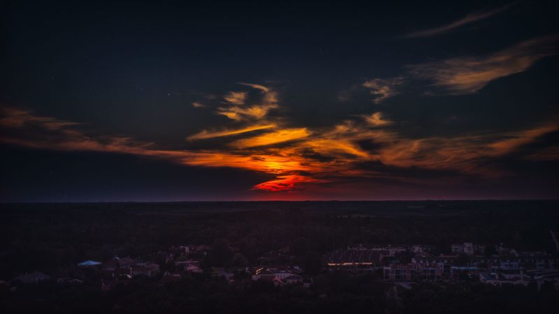 city, sunset, skyline, top view, kecskemet, hungary, 4k