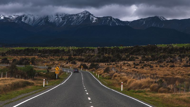 road, counting, mountain, te anau, new zealand, 4k