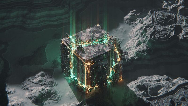 cube, circuit, chip, glow, 4k