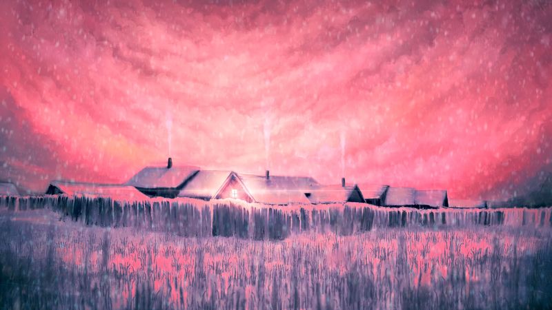 house, smoke, pink, art, 4k