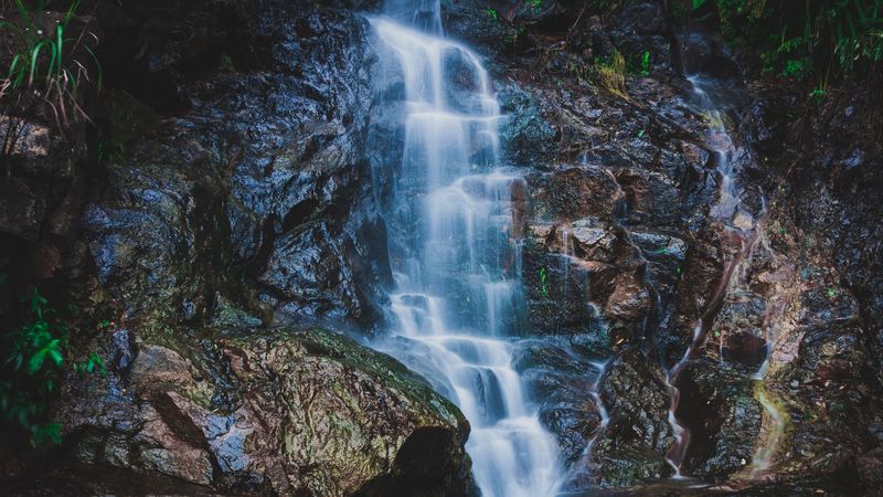 waterfall, rocks, spray, stones, 4k