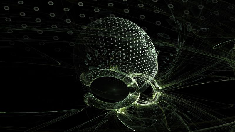 fractal, shape, particle, space, dark, 4k