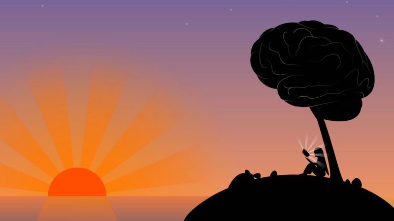 girl, silhouette, reading, brain, tree, art, 4k