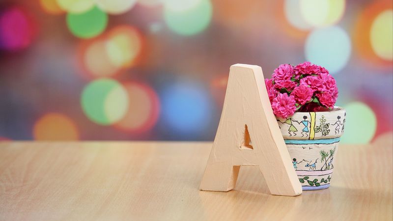 vase, letter, flowers, glare, 4k