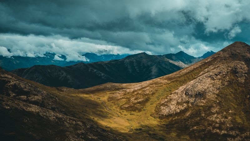 mountains, clouds, valley, anchorage, united states, 4k